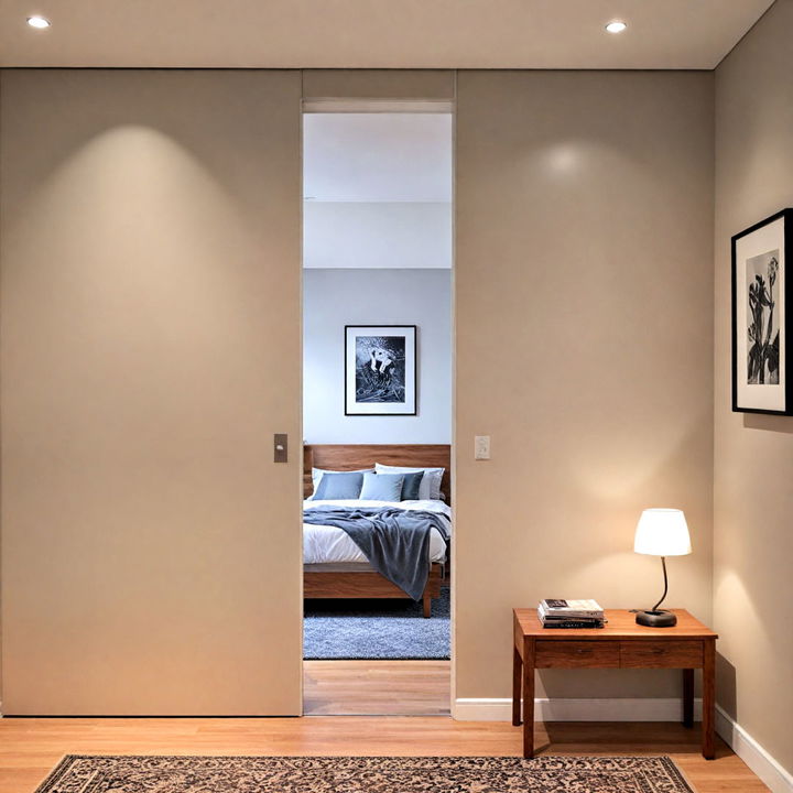 minimalist sliding wall panel hidden door