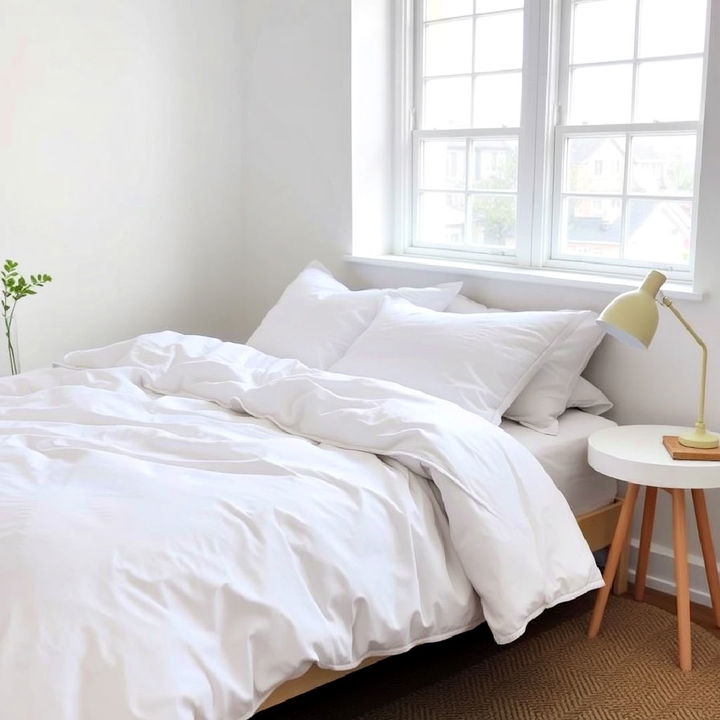 minimalist white bedding