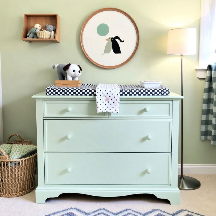 mint green changing table for nursery