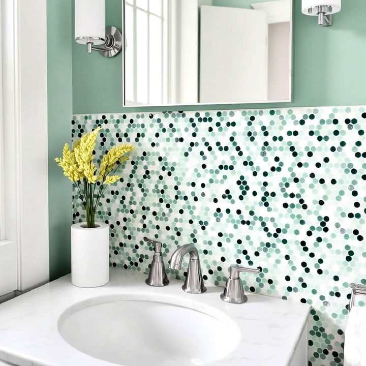 mint green mosaic backsplash for bathroom