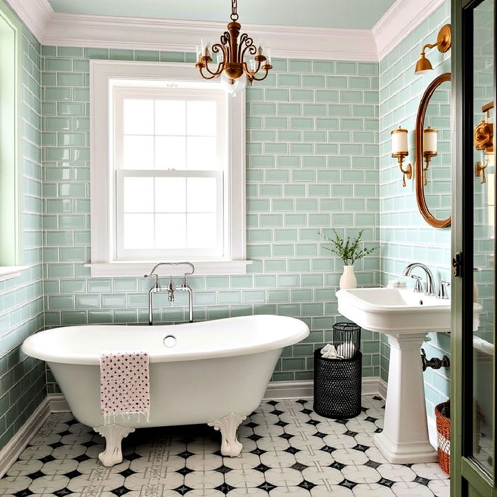 mint green tiles to bring a fresh vibe