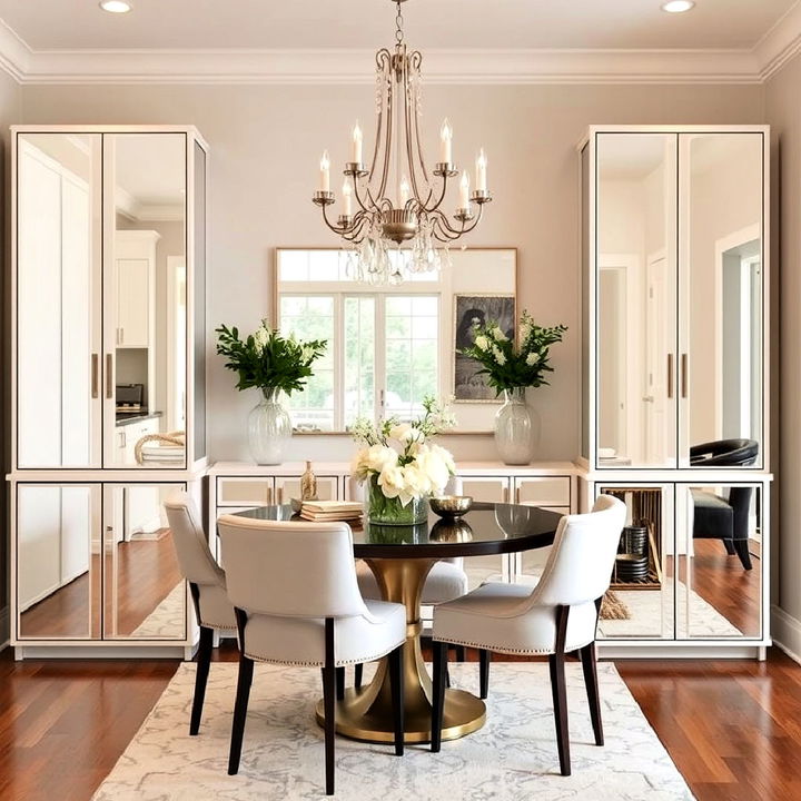 mirrored cabinet doors for dining room