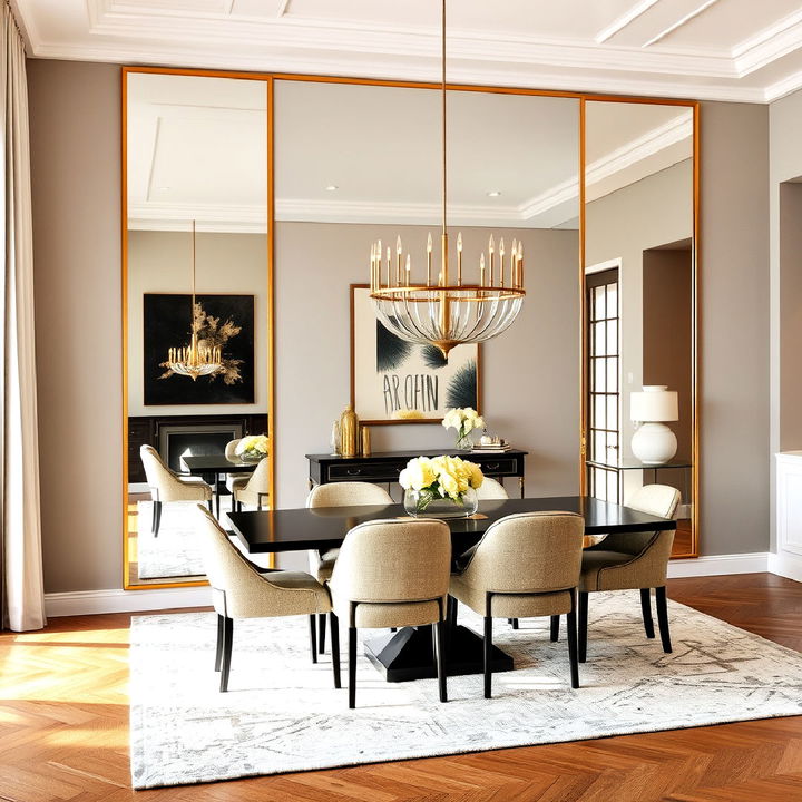 mirrored wall panels for dining room