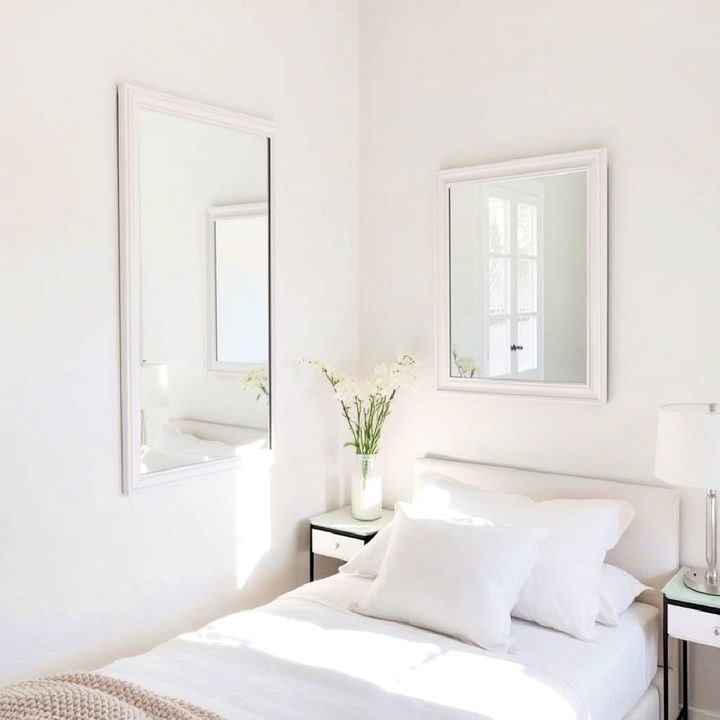 mirrors for small white bedroom to reflect light