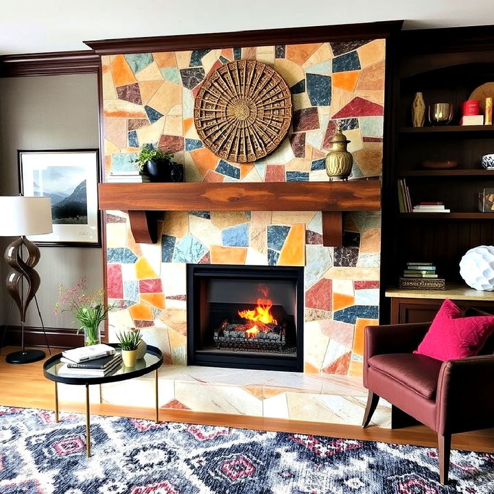 mixed color quartz surround for an eclectic look