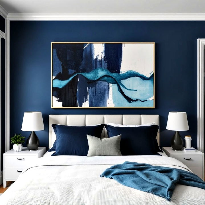 modern abstract blue art for bedroom