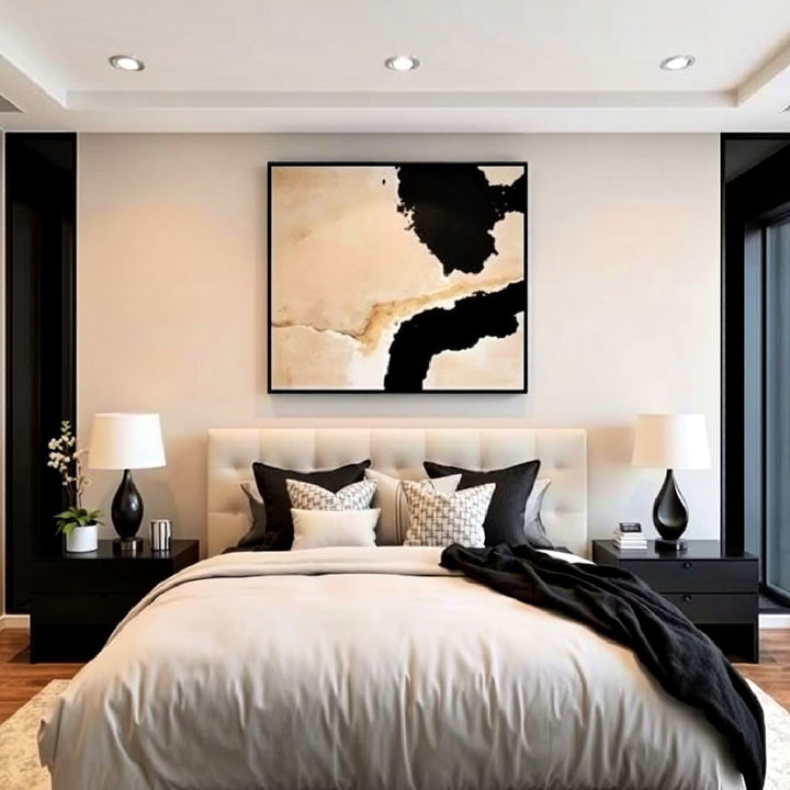 modern beige and black abstract art