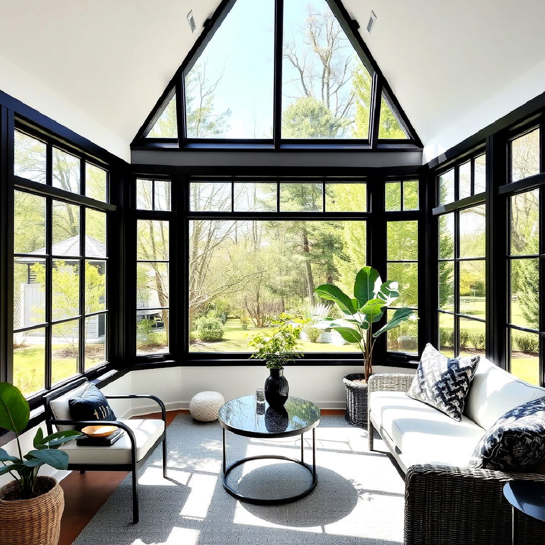modern black framed windows