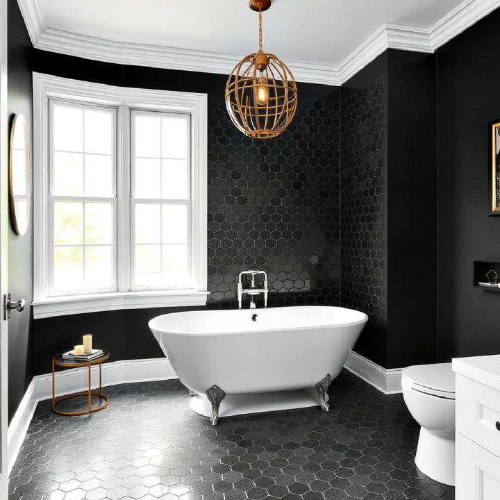 modern black hexagonal tiles floor