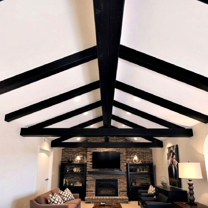 modern black painted exposed beams