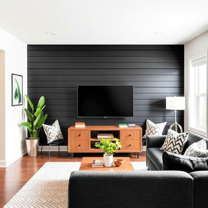 modern black shiplap walls