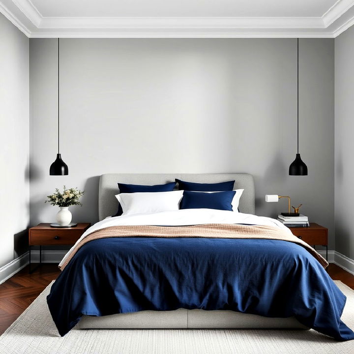 modern blue and gray combination bedroom