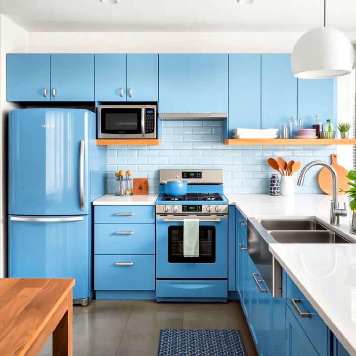 modern blue appliances for kitchen