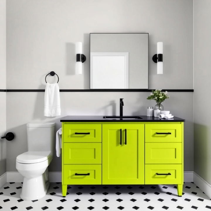 modern chartreuse green vanity