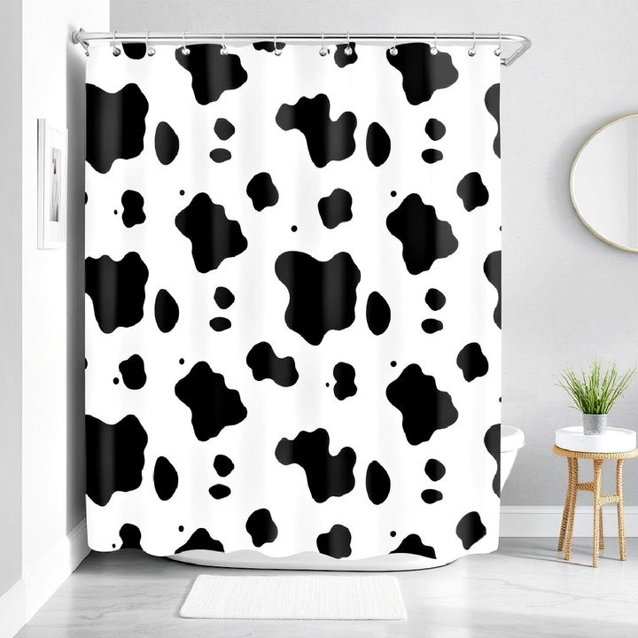 modern cow print shower curtain