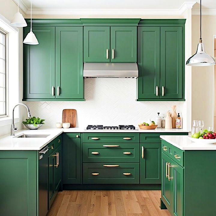 modern dark green and chrome fixtures