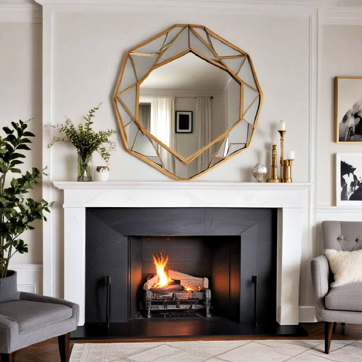 modern geometric mirrors for over fireplace