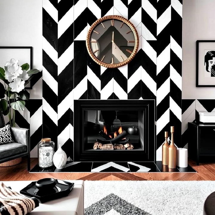 modern geometric pattern fireplace