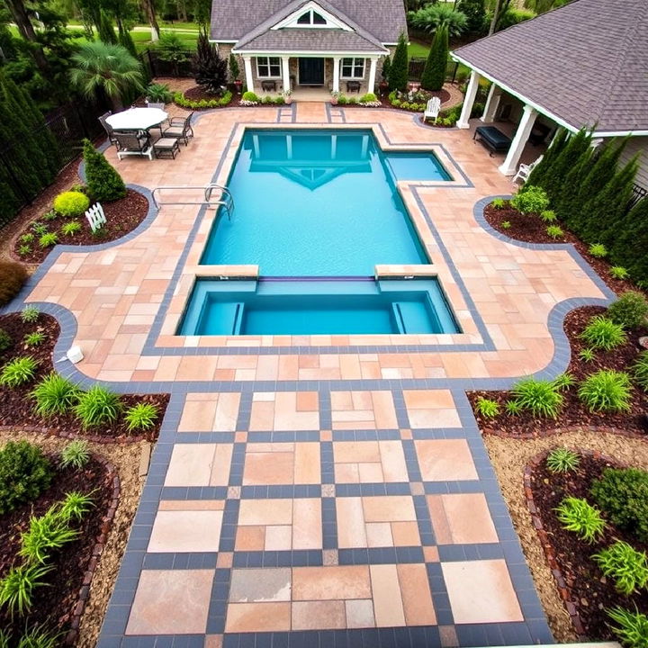 modern geometric paver patterns for poolside