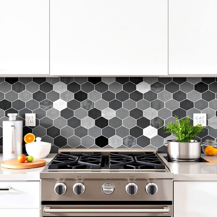 modern hexagonal tiles backsplash