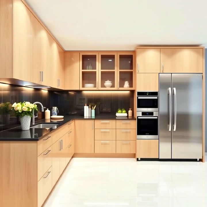 modern high gloss maple kitchen cabinets