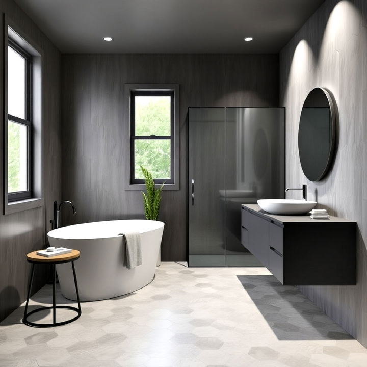 modern large hexagon bathroom floor