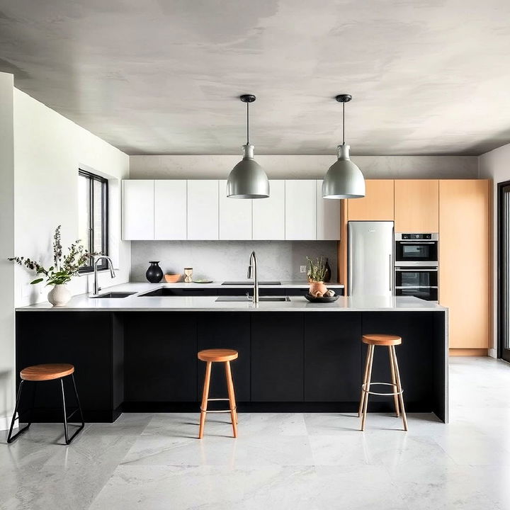 modern microcement ceiling for kitchen