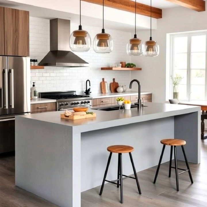 modern microcement kitchen island