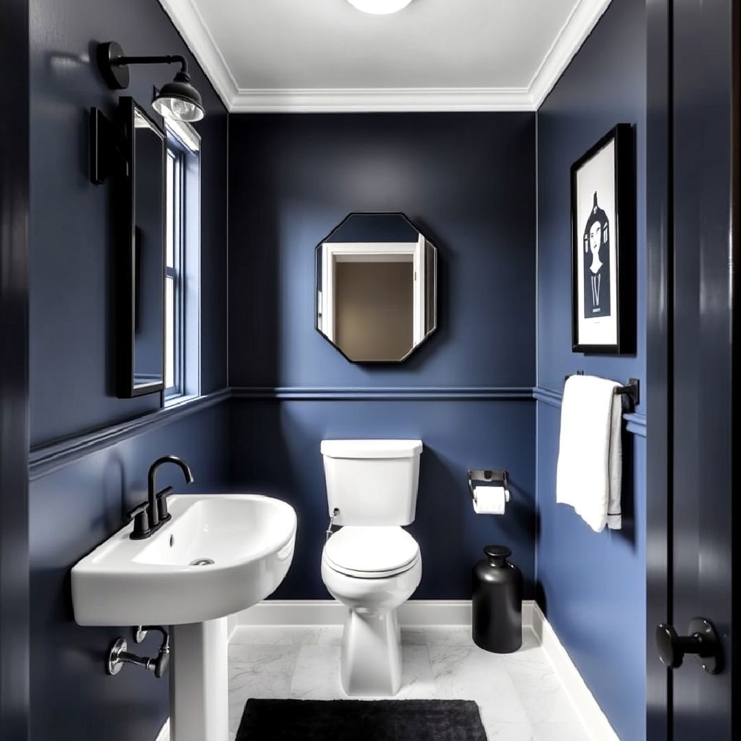 modern navy and black accent combinations powder room