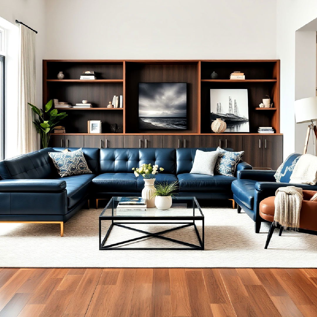 modern navy leather furniture