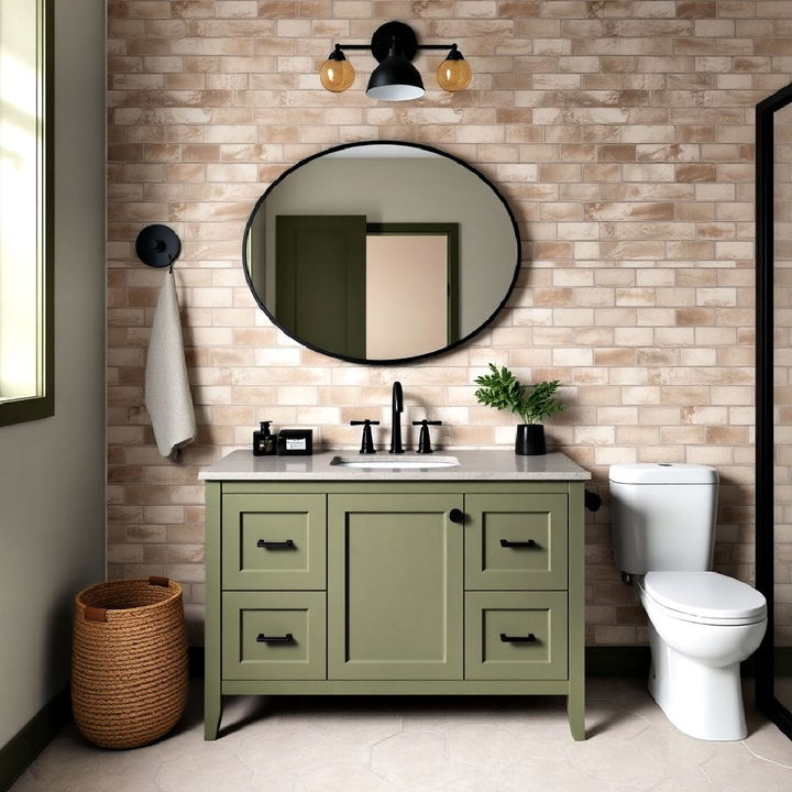 modern olive green vanity