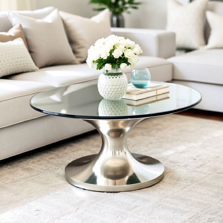 modern silver and glass coffee table