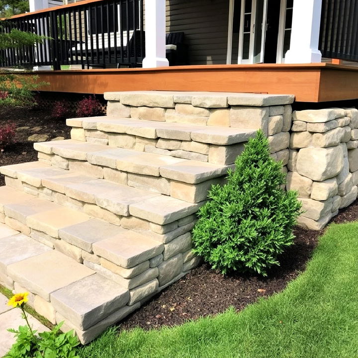 modern stone deck steps