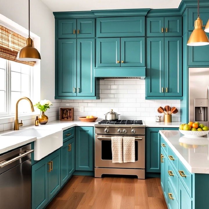 modern teal cabinets in any kitchen