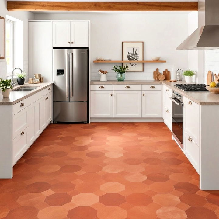 modern terracotta hexagon tiles