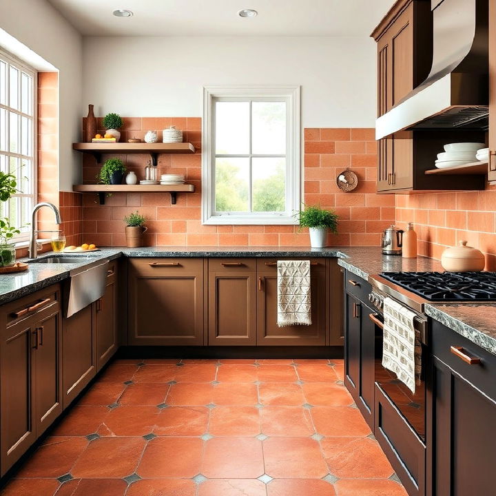 modern terracotta with contrasting grout