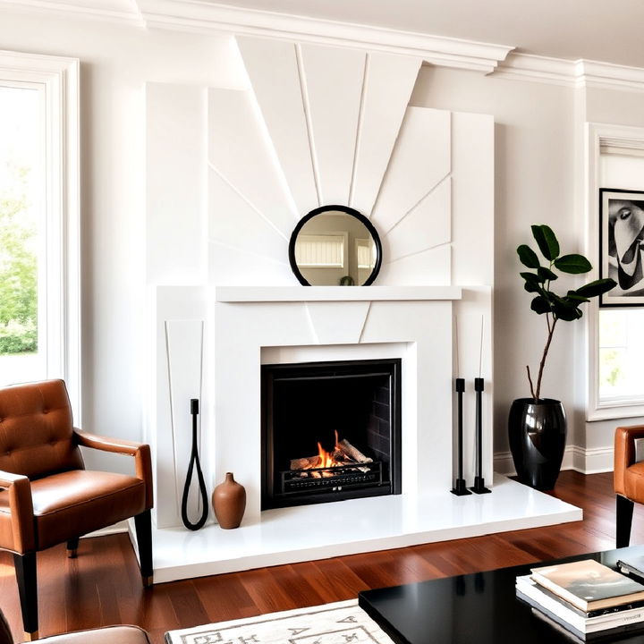 modern white art deco fireplace