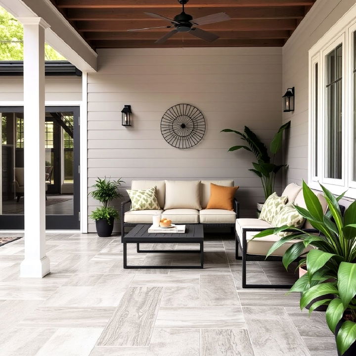 modernize patio with porcelain tiles