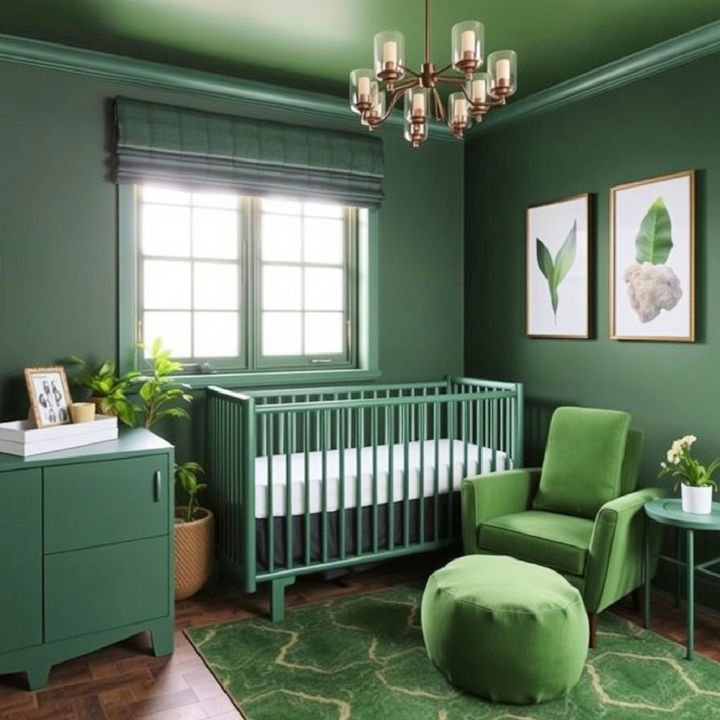 monochromatic green palette for your nursery