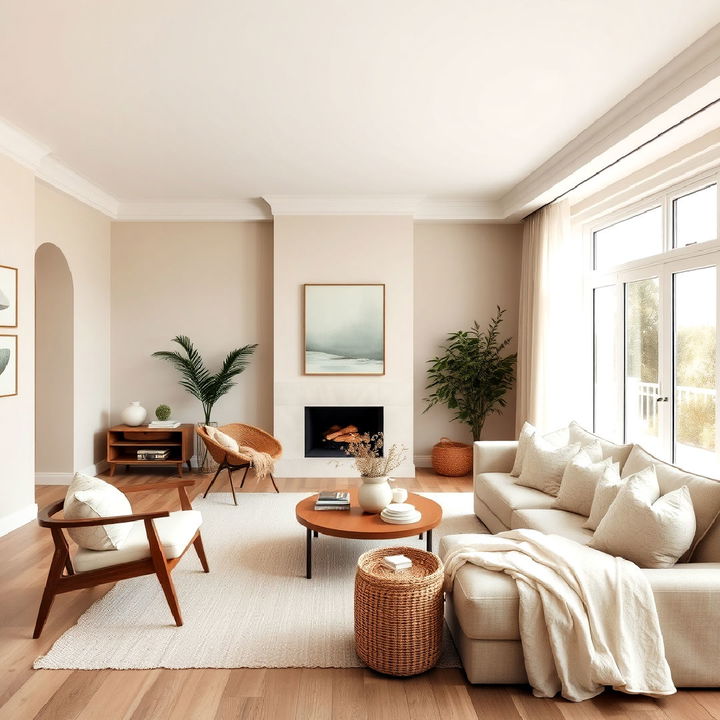 monochromatic soft beige living room