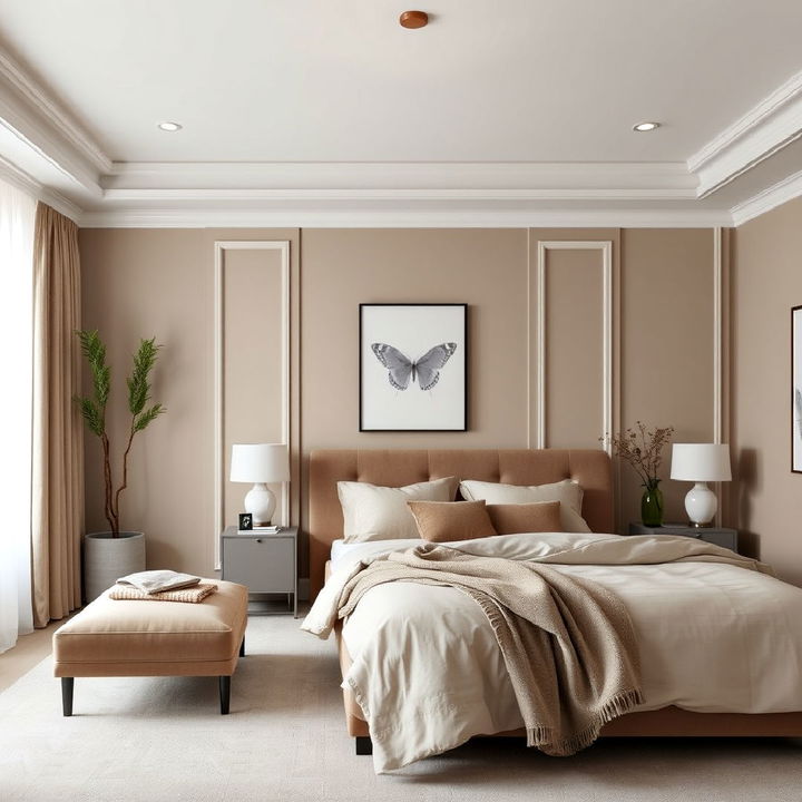 monochromatic taupe look bedroom