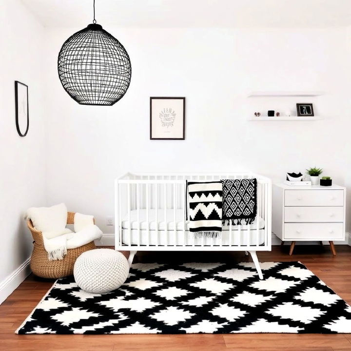 monochrome accents for minimalist nursery