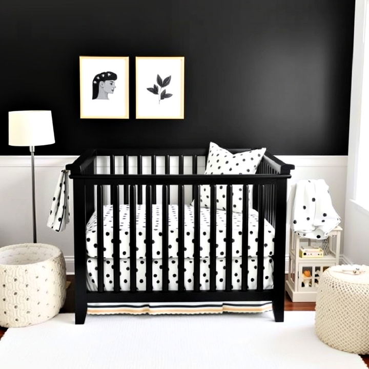 monochrome magic nursery with black and white pattern