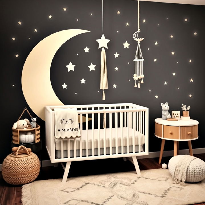 moon and stars theme boho nursery