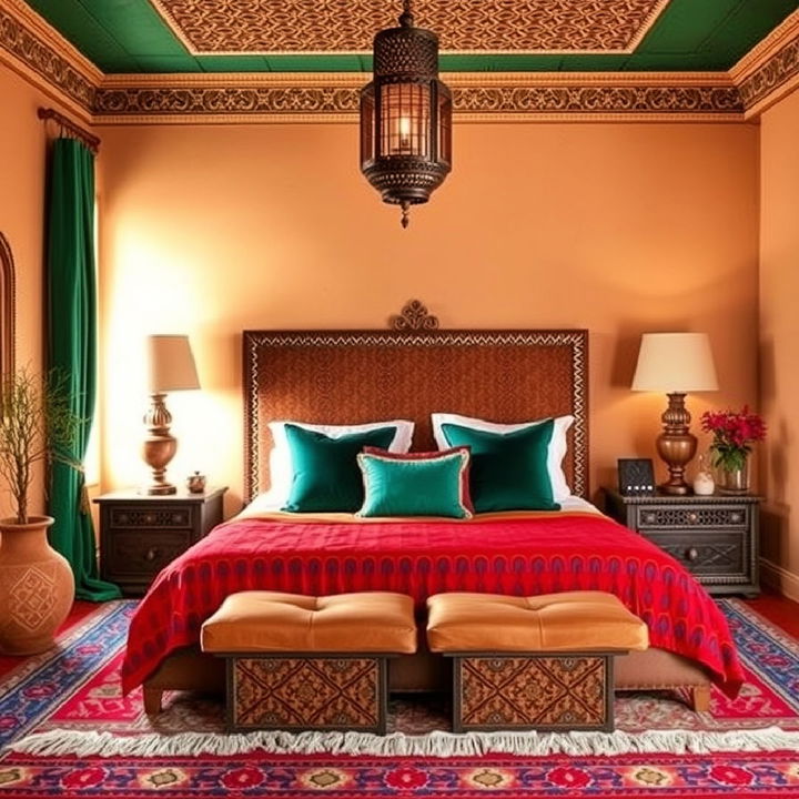 moroccan themed bedroom earthy color palette