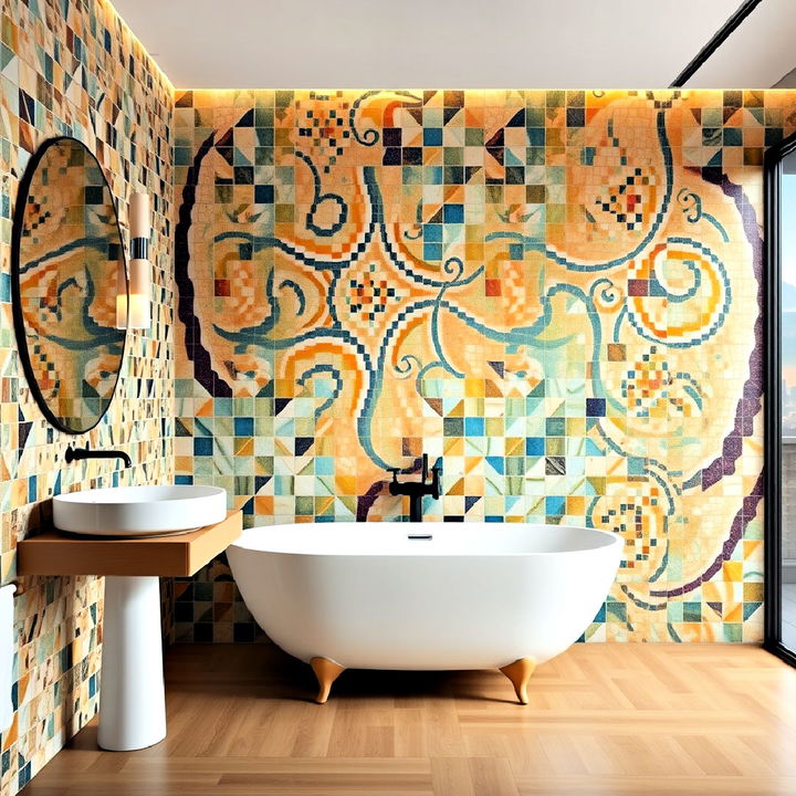 mosaic tile bathroom paneling