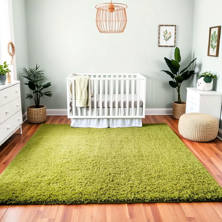 moss green area rug for nursery