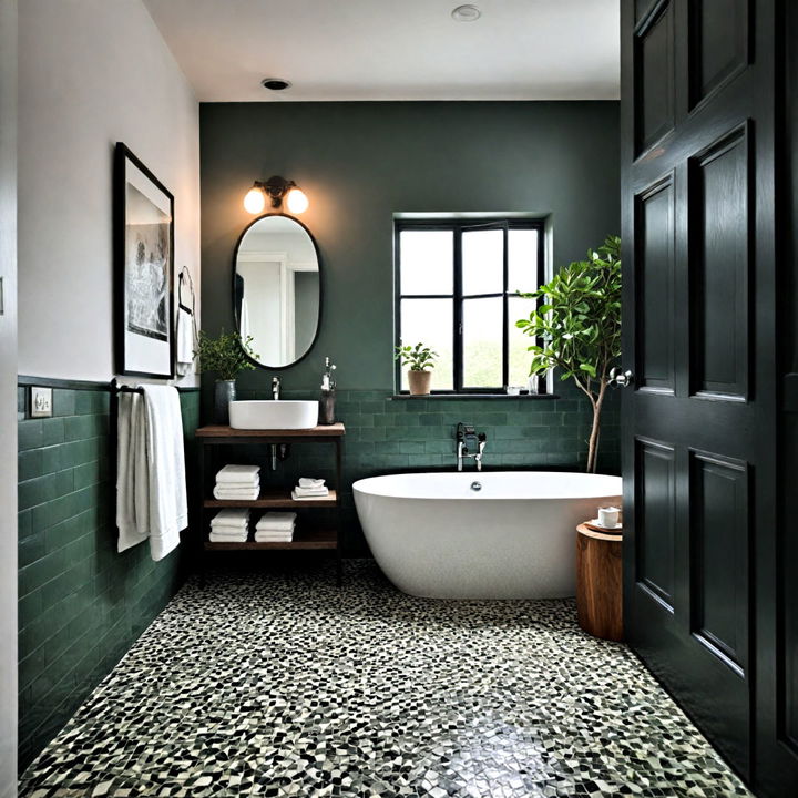 moss green mosaic floor for a cozy look