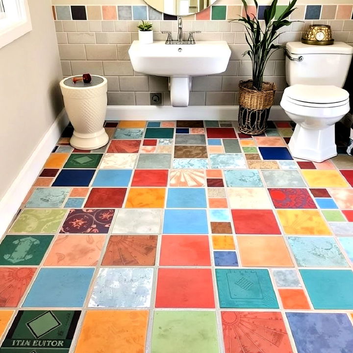 multi colored concrete tiles floor