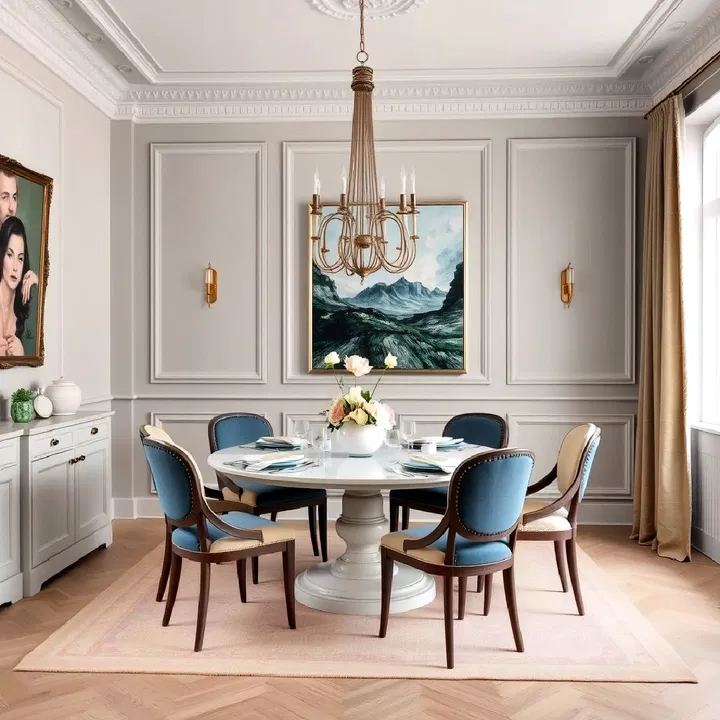 muted color palette for parisian dining room